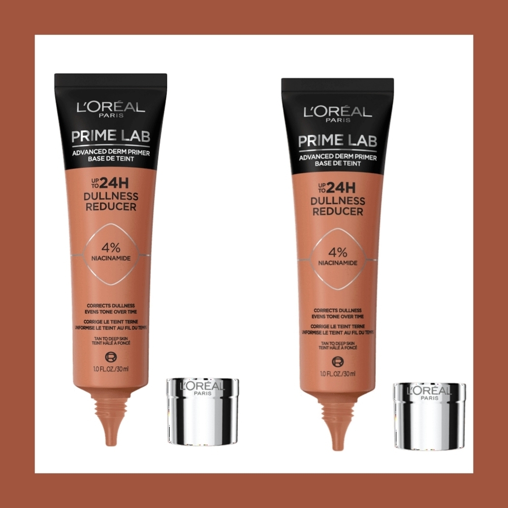 L'Oreal Paris Prime Lab Dullness Reducer Lotion Primer, Brightening, 1 fl oz x2